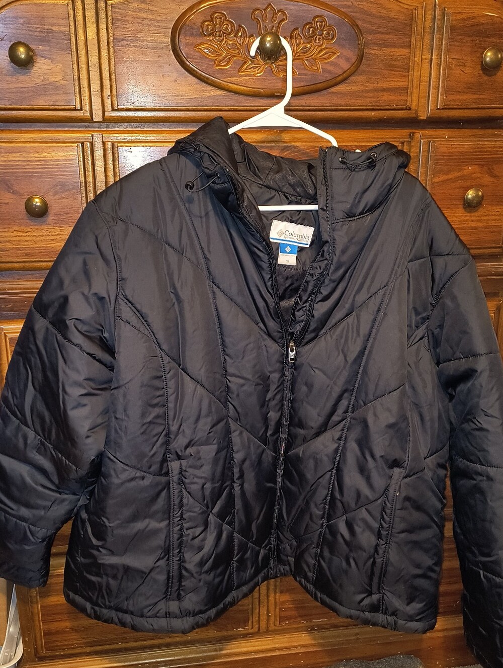Columbia Women's Black Quilted Hooded Puffer Jacket with Omni-Heat Lining Size 3